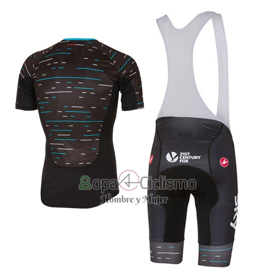 Sky Ropa Ciclismo Culotte Corto 2017 Mangas Cortas Negro y Azul Claro